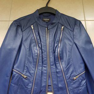 Blue leather jacket medium